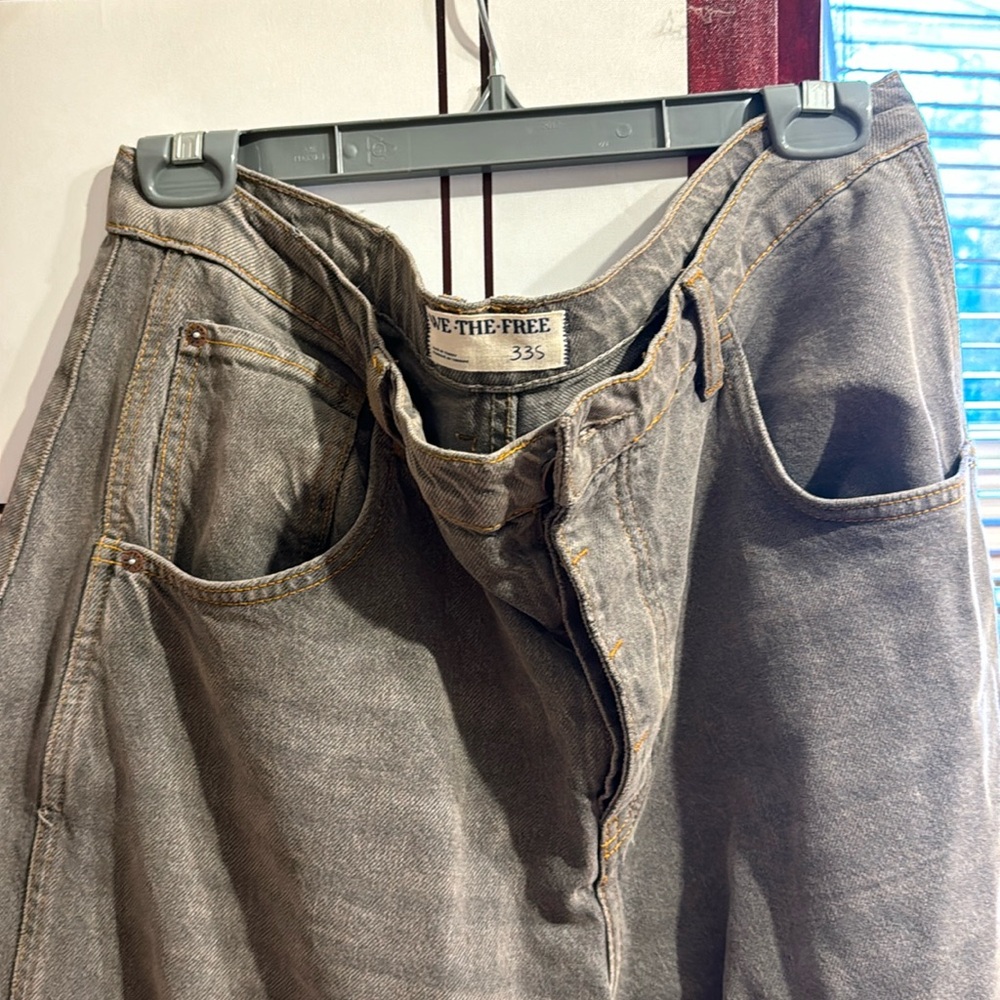 We the free grey barrel leg jeans.